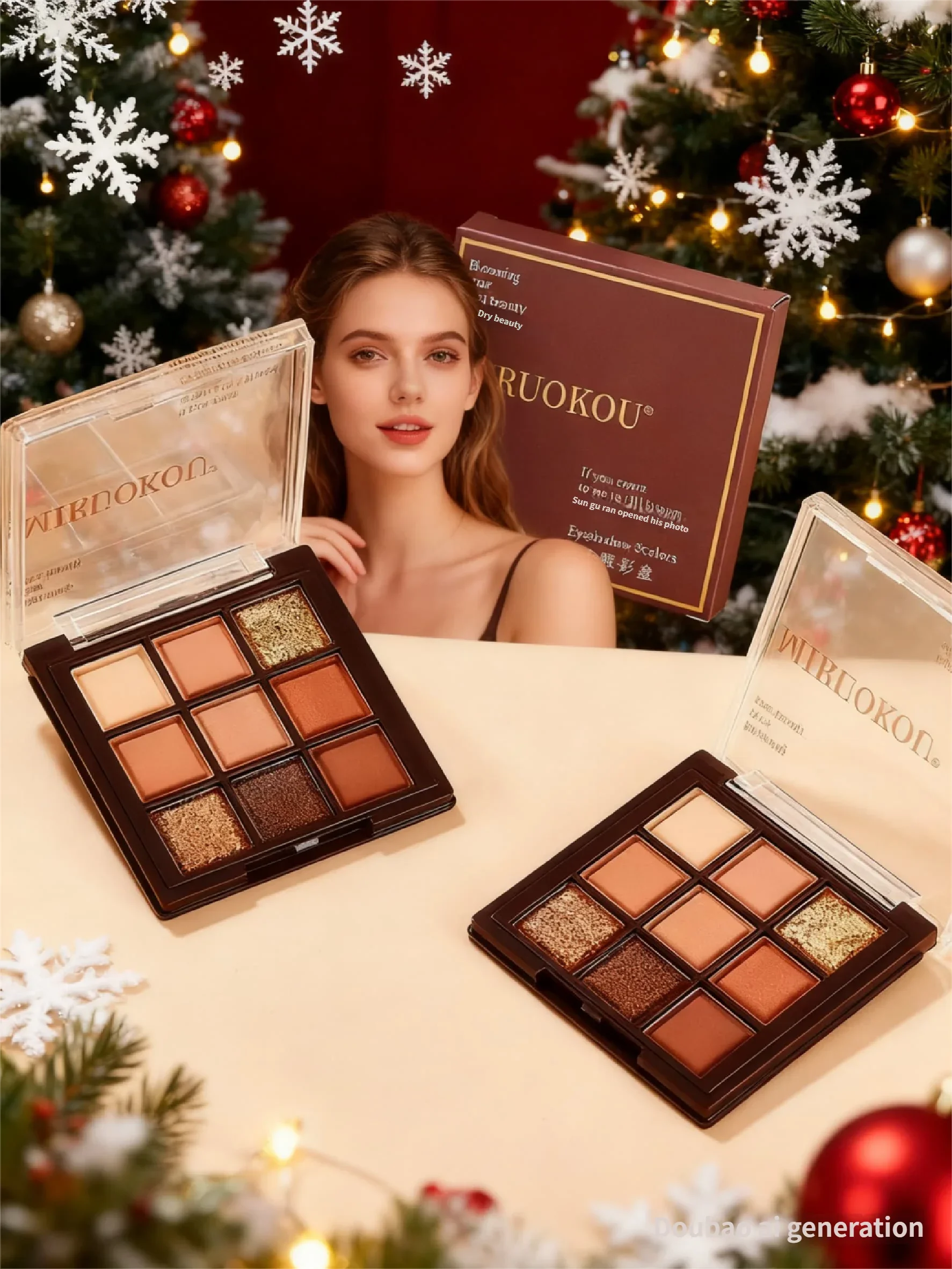 Chocolate Eyeshadow Palette 9 Natural Brown & Gold Shades with Glitter Matte Effects Long-Lasting Korean Makeup Look