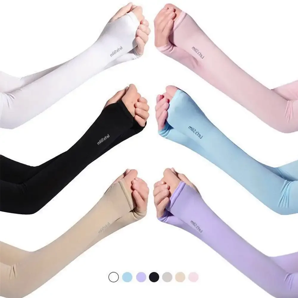 

UPF50+ Summer Arm Sleeves Ice Fabric Breathable Quick Dry Running Sportswear Sun UV Protection Long Arm Cover Cycling Arm Sleeve