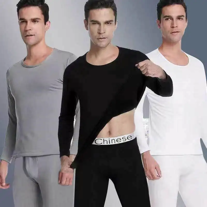 

2-piece men's tight warm long-sleeved trousers suit for autumn and winter men's fitness pants shirt running yoga athletes' sport