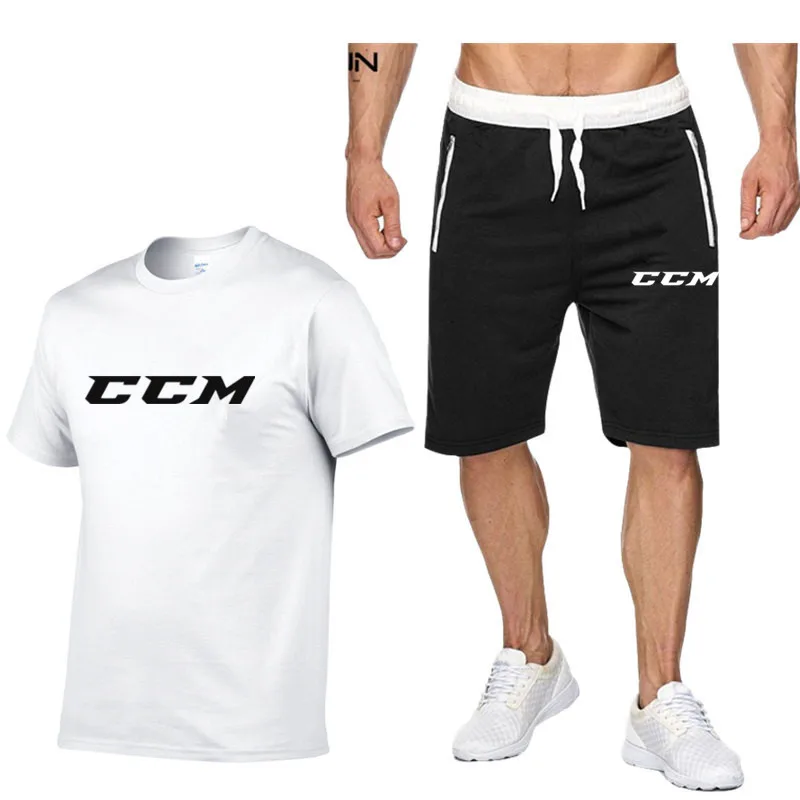 2022 New ccm Men\'s Sweatshirt Set T-shirt + shorts Tracksuit 2 Piece Set Outfits Jogger Suit Summer cotton Streetwear Clothes