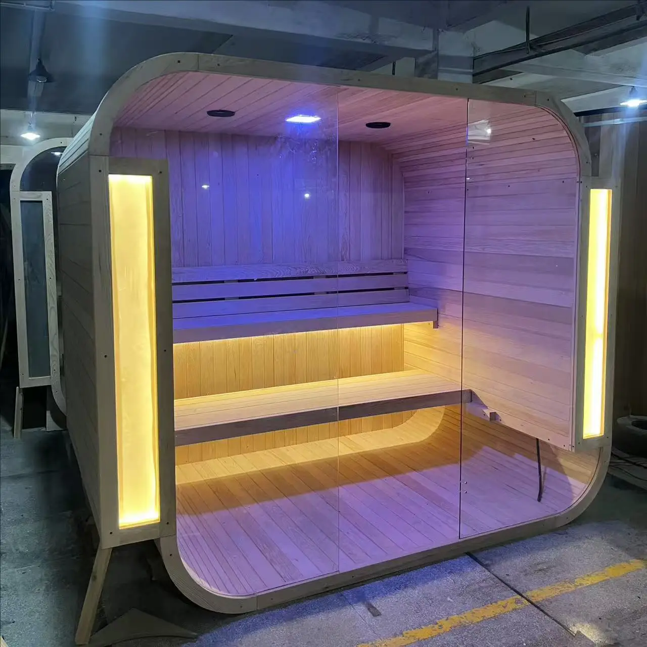 Custom Hot Selling Durable Canadian Cedar Solid Wood 2 Person Outdoor Villa Sauna Room Modern Design Electric Heating