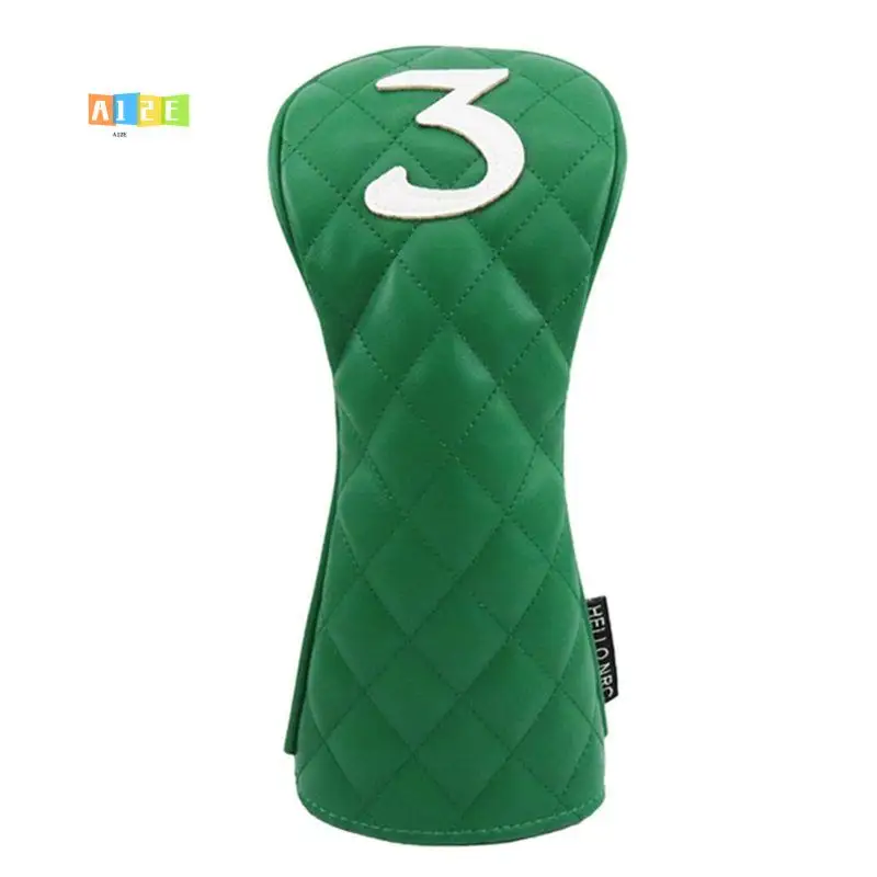 A12E-Wood Cover Rhombus Shape Pattern PU Soft Club Covers For Fairway Hybrid Waterproof Protector Set