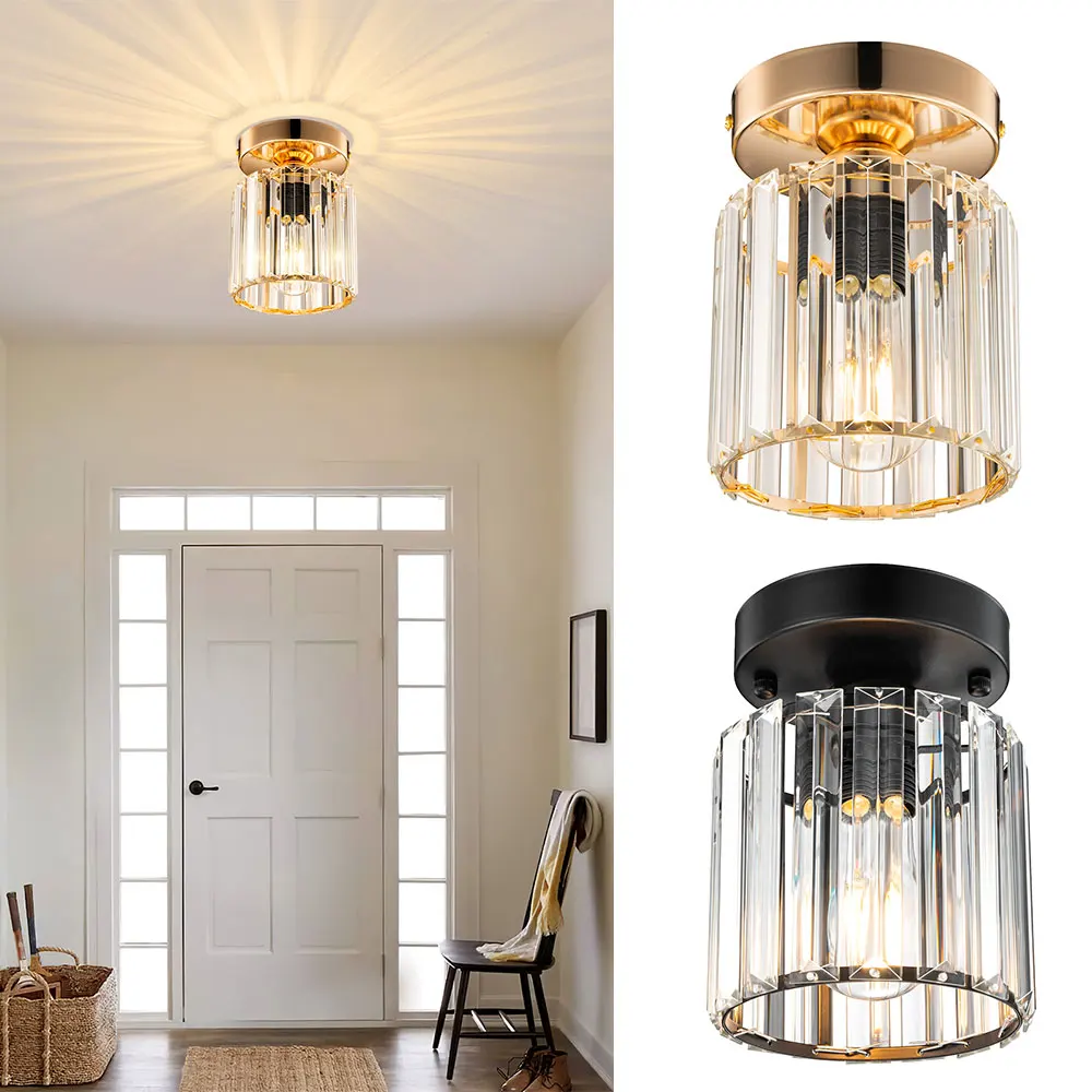 

NookNova Modern Crystal Ceiling Light Semi Flush Mount Ceiling Light Fixture Small Chandelier Ceiling Light