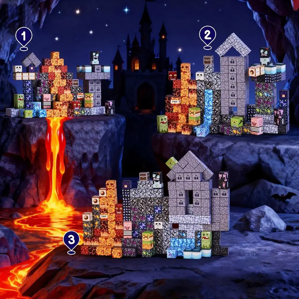 STEM Blocs de construction magnétiques 200 pièces pour enfants, ensemble éducatif sur le thème du château pour les 3 à 12 ans