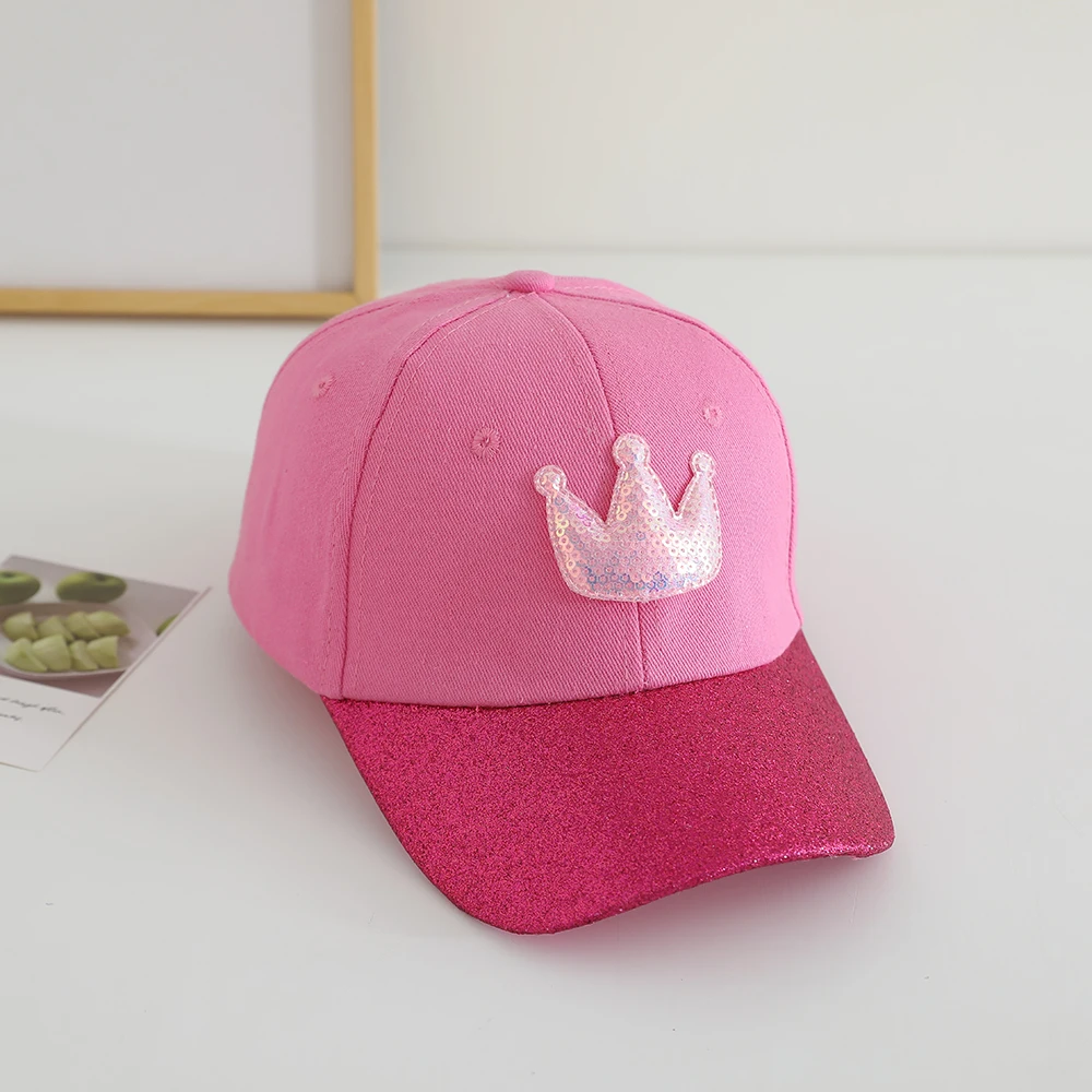 Girls Adjustable Baseball Cap Kids Cartoon Cute Crown Princess Hat Summer Outdoor UV Protection Beach Sun Cap Baby 3-8Years Old 3