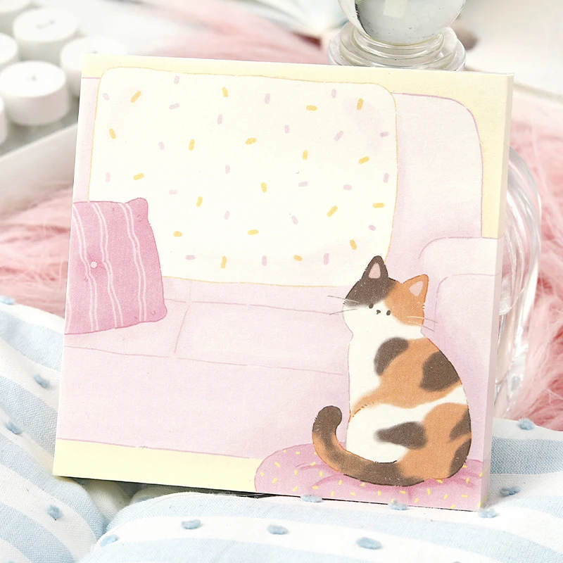 100 kartek uroczych karteczek samoprzylepnych z kotami, kreatywne kolacje, DIY, scrapbooking, estetyczny papier, materiały szkolne i biurowe