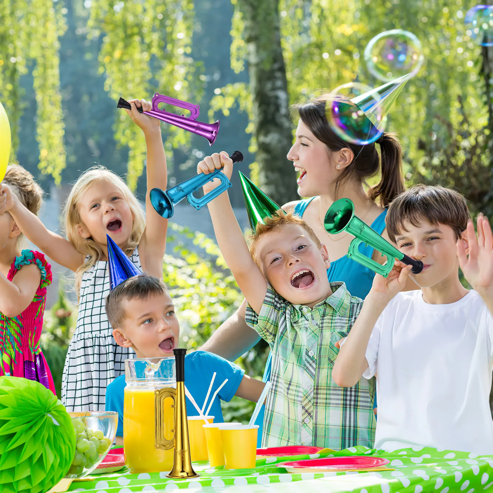 10Pcs Assorted Color Plastic Stadium Horns for Football Games Cheerleading Events Party Celebrations Portable Noise Makers Kids