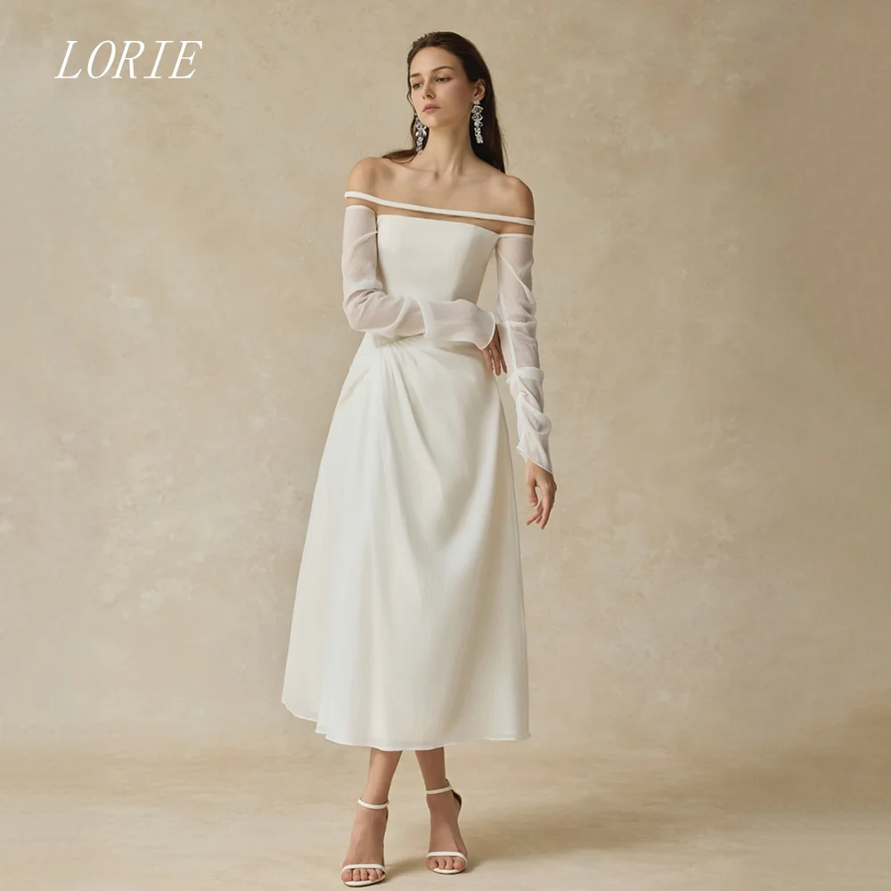 

LORIE Elegant A Line Wedding Dress Sheer And Translucent Bridal Dresses Off The Shoulder Wedding Gown Customized 2026