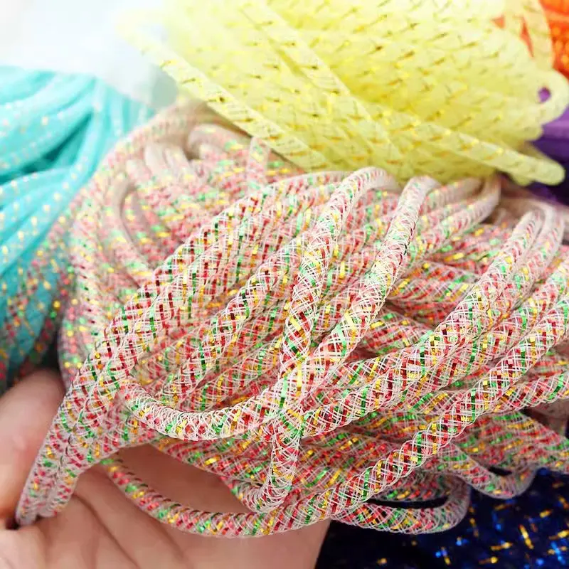 10M Colored Mesh Tube Rope 4/8Mm Mesh Tubular Crinoline Tube Wedding Dress Skirt Clothing Mesh Diy Bracelet Jewelry Making Gift