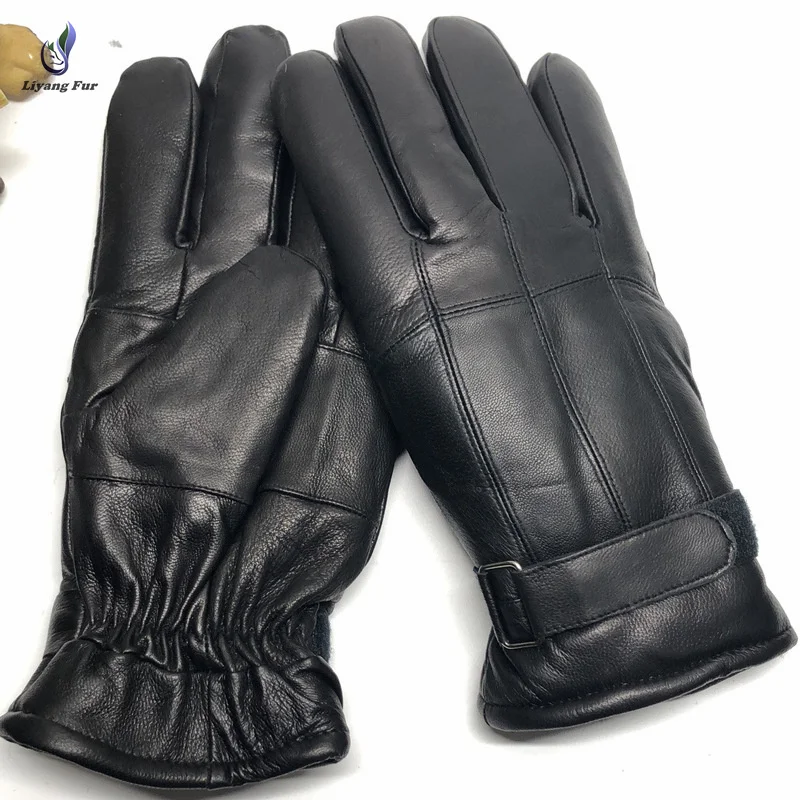 

High Quality Winter Warm Thick Mens Fur Glove Soft Windproof Real Genuine Sheepskin Leather Glove For Man