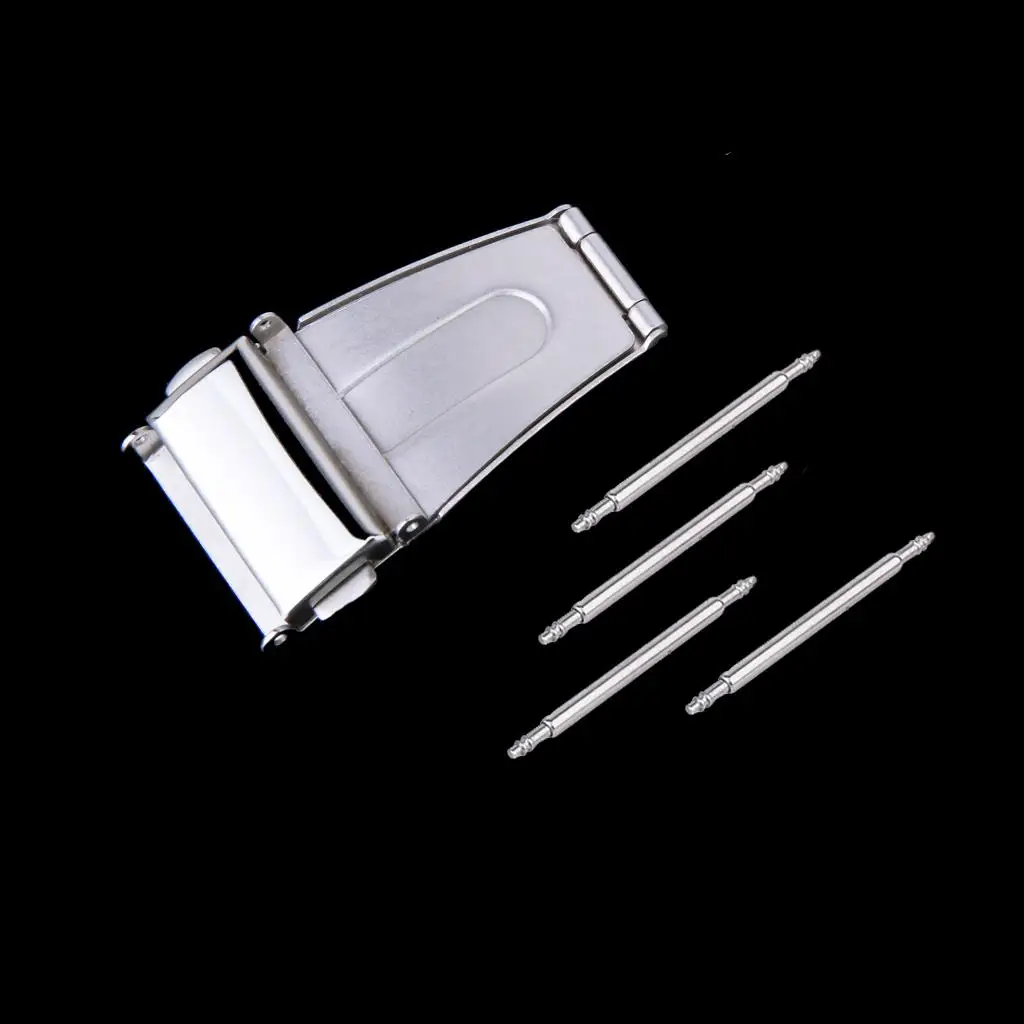 Spring Bar Double Deployment Clasp 18mm Stainless Steel Replacement for Watch Strap Accessories