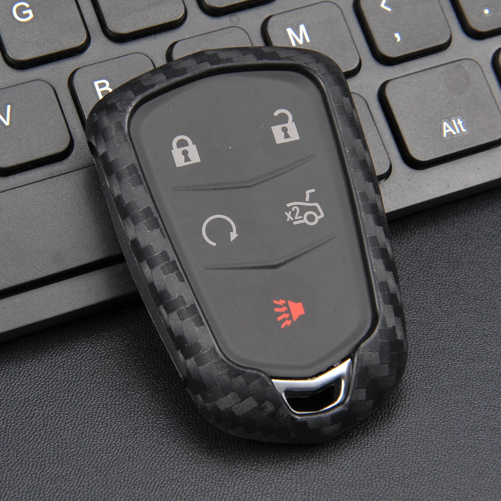Silicone Carbon Fiber Car Smart Key Fob Chain Case Cover Car Accessories For Cadillac ATS Escalade CT6 XT5 XT4 XT6 CTS SRX CTS