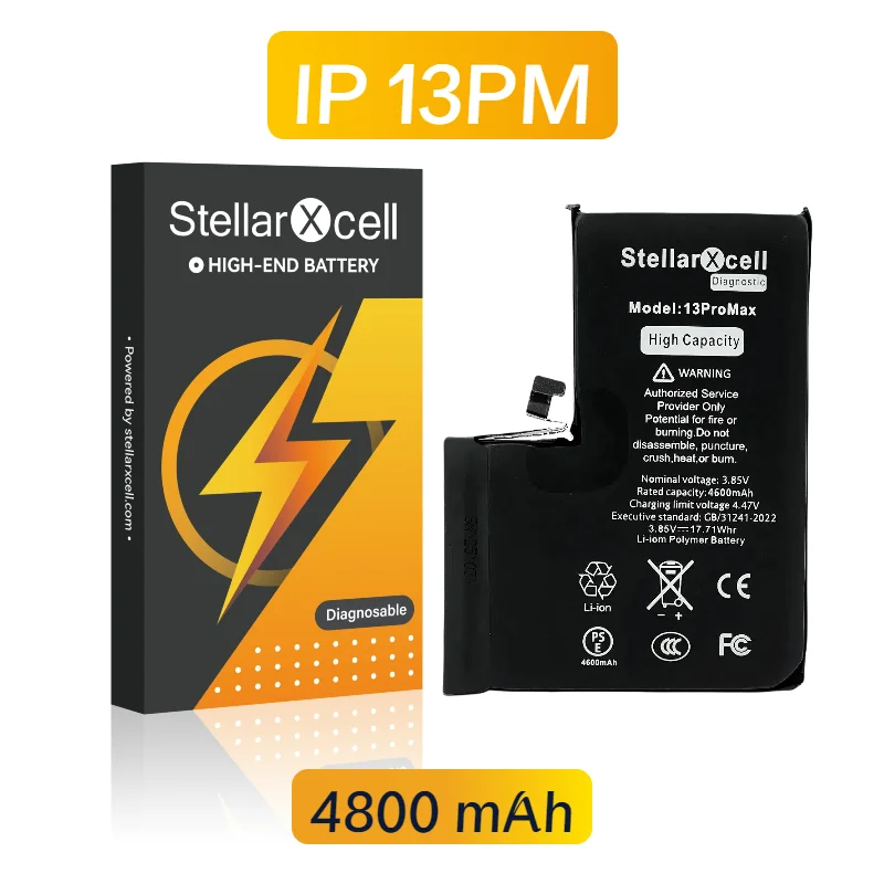 

StellarXcell-Diagnostic Battery new solution TI BMS IC no pop up message for iphone 13 Pro max 13 mini battery replacement