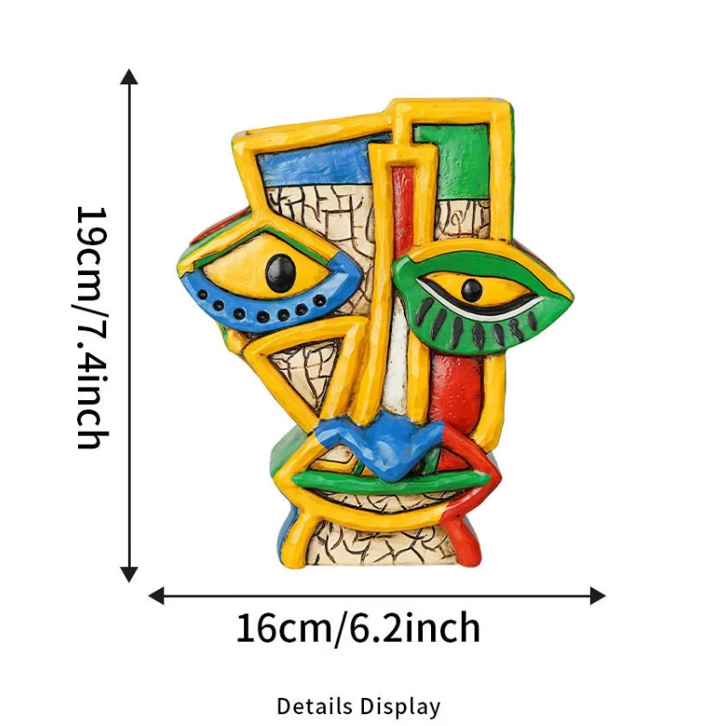 Colorful Abstract Face Resin Flower Pot Modern Art Creative Living Room Ins Style Pottery Decoration