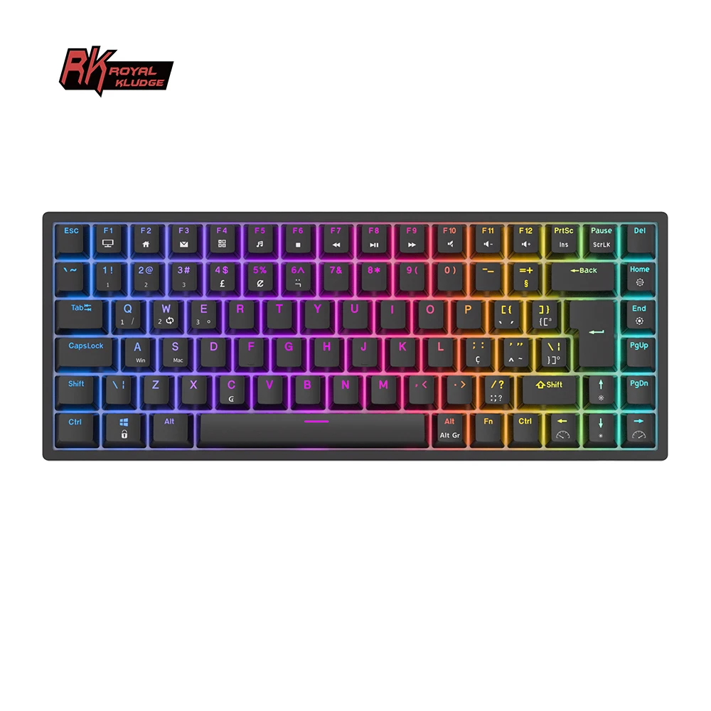 RK84 RK ROYAL KLUDGE Brazilian Spanish Wireless Gamer Keyboard Tri-mode BT5.0/2.4G/USB-C 75% RGB Bluetooth Mechanical Keyboard