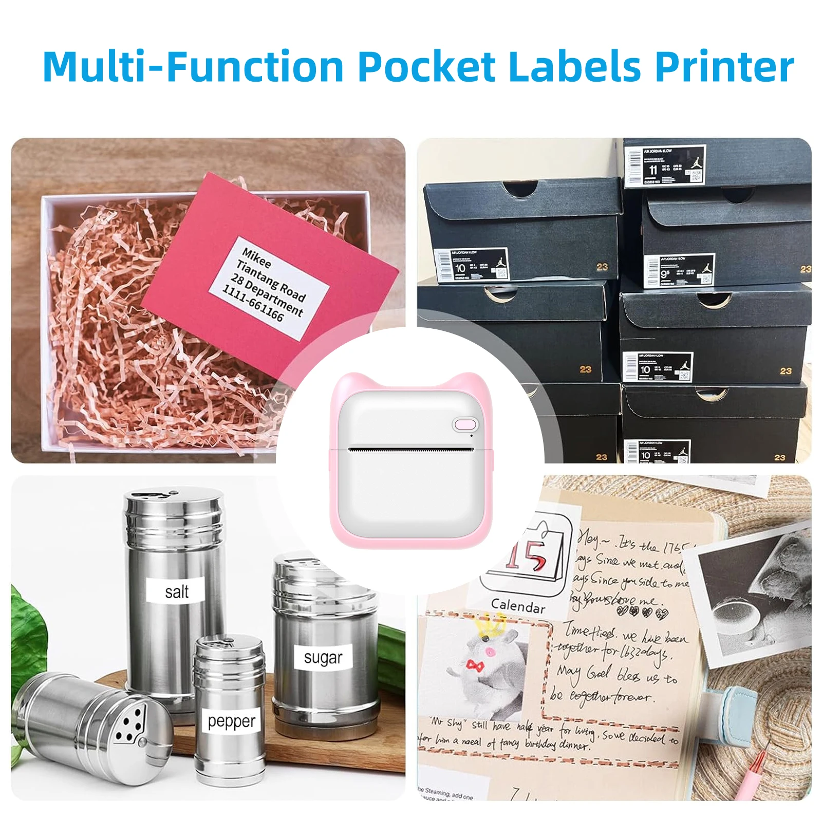 Mini Sticker Printer, Portable Thermal Printer, Inkless Sticker Maker, Small Pocket Printer for Notes, Photo, Journal, Memo