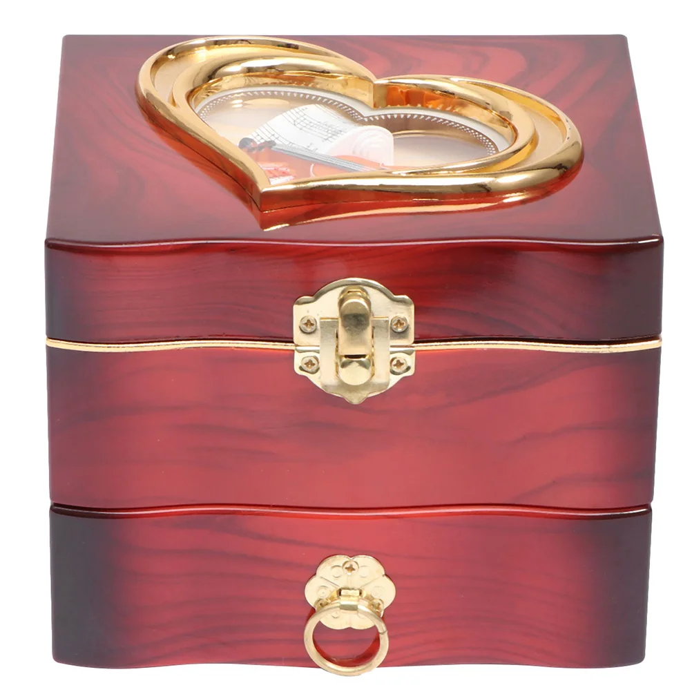 2 In 1 Jewelry Storage Box Music Box Red Creative Musical Jewelry Container For Women Dancing Girl Design Suitable Bedroom