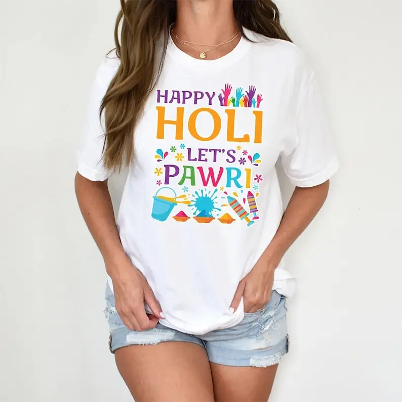 

Футболка Happy Holi Индуистская весенняя женская рубашка с круглым вырезом Happy Holi Colors Рубашка для мужчин и женщин Унисекс Happy Holi Tee Хлопковая футболка