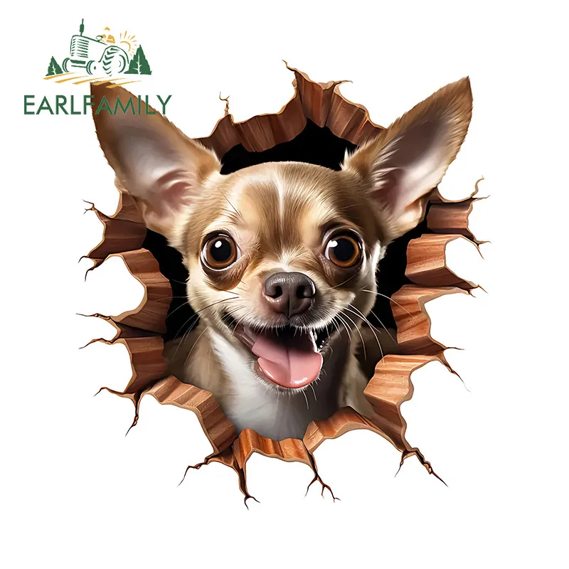 EARLFAMILY الكلب الكرتون المسيل للدموع ملصقات السيارات مسلية مقاومة للخدش الشارات الفينيل مناسبة للدراجات النارية الغيتار الأمتعة سكيت