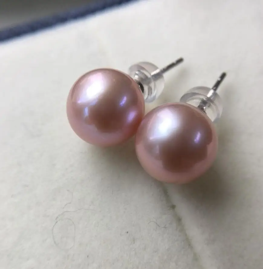 

charming pair AAA 9-10mm south sea lavender pearl 14k earring