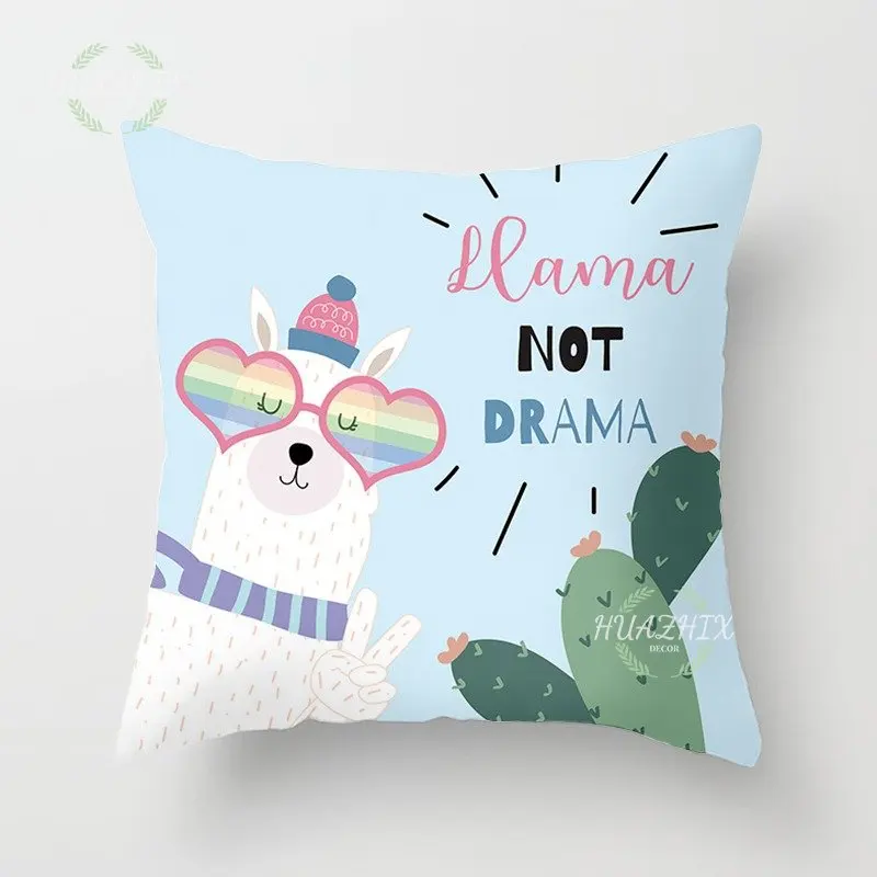 Cartoon Alpaca Animal Print Pattern Decorative Pillowcase Home Decor Sofa Bedroom