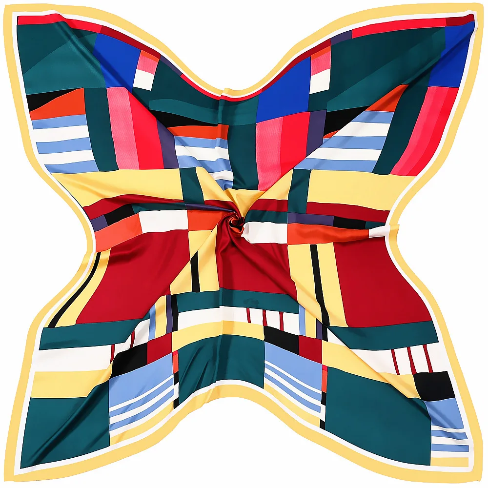 

130cm Geometric Color Block Scarf Women All Season Shawl Sun Protection Travel Keep Warm Gift Present Versatile Design Wholesale