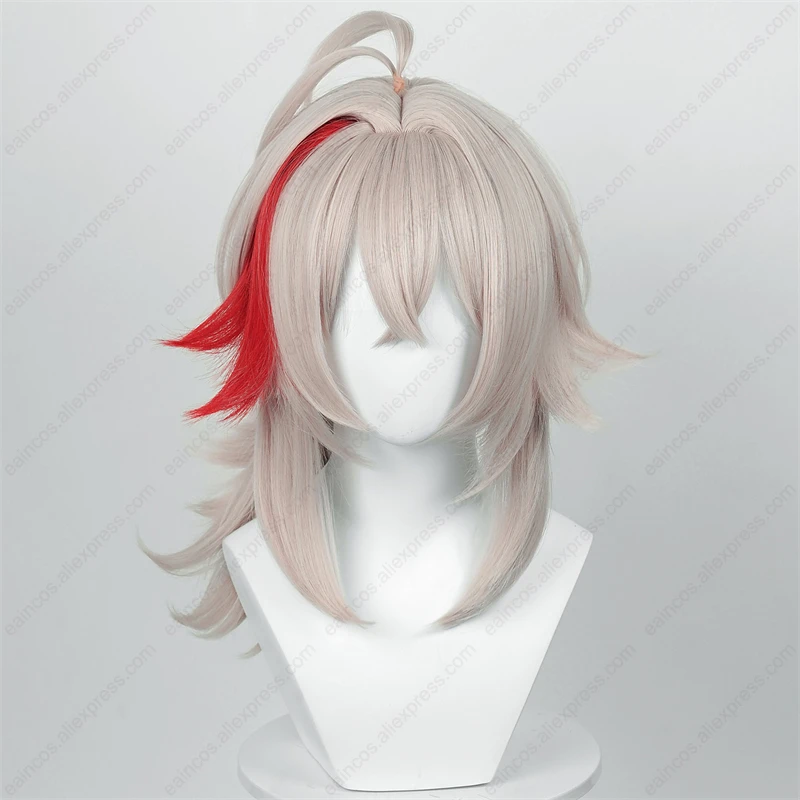 Kazuha Cosplay Pruik 50Cm Gemengde Kleur Pruiken Hittebestendig Synthetisch Haar Halloween Feest Pruiken