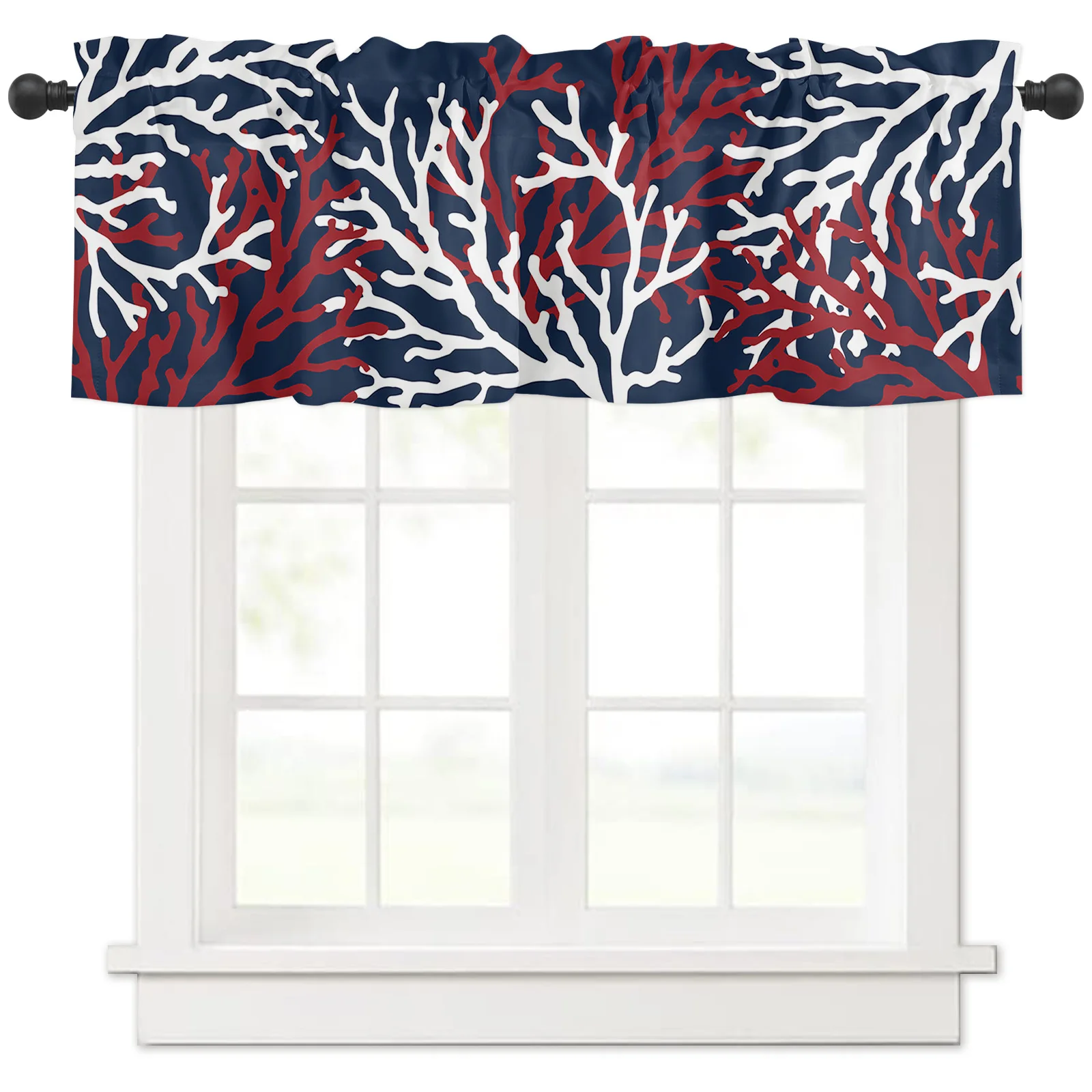 ZEDLIYU Valances for Windows Kitchen Living Room Small Window Valance Coral 1 Panel, 54 x 18 Inch