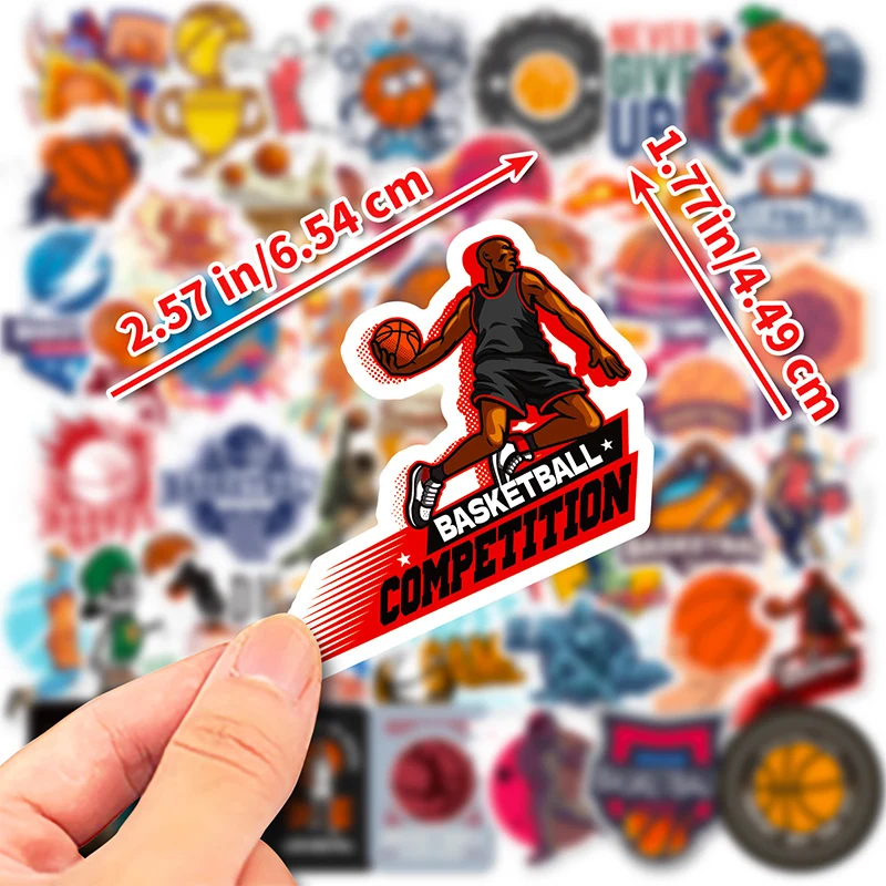 50pcs Basketball Sports Waterproof Decorative Stickers For Water Cup, Computer, Phone, Luggage