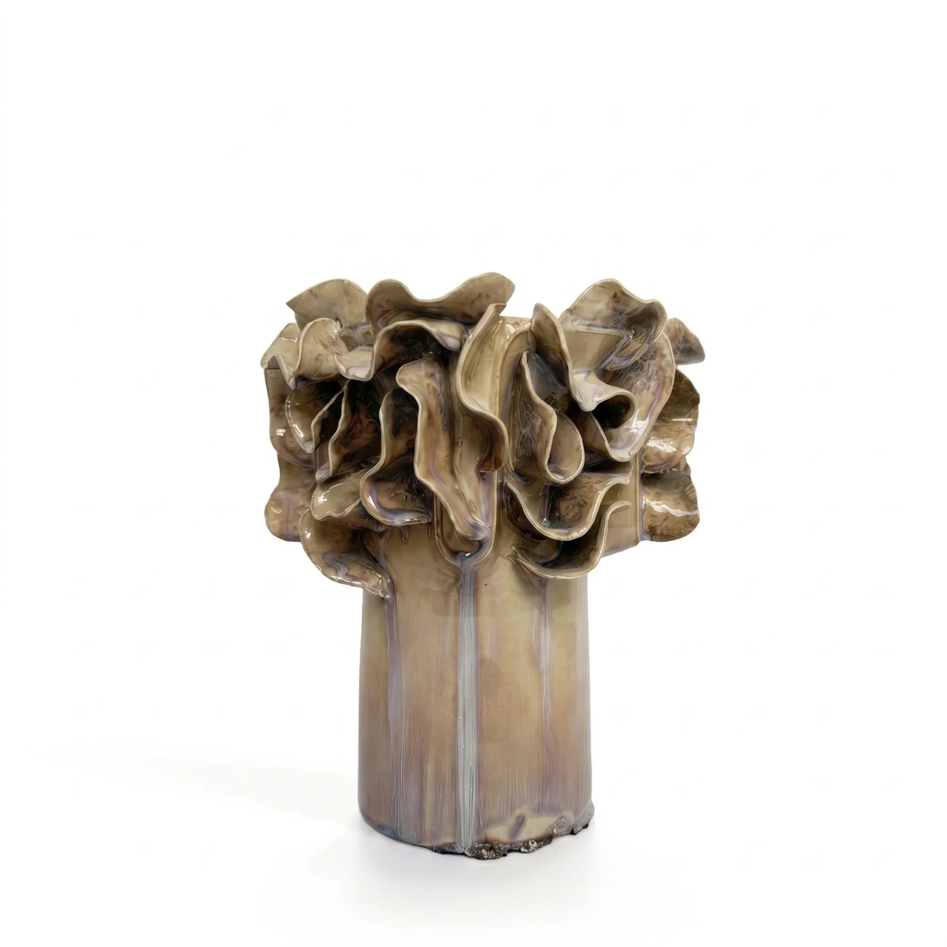 Ceramic Vase Kiln-baked Porcelain Jar Flower Vase Wrinkled Wave-shaped Pot Three-dimensional Artistic Flower Container