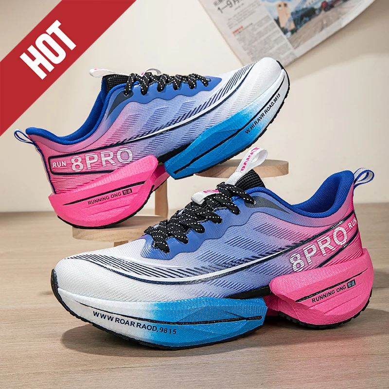 Running Shoes Marathon Carbon Board Men Sports Air Cushion Breathable Lightweight Women Comfortable Athletic Nonskid Sneakers