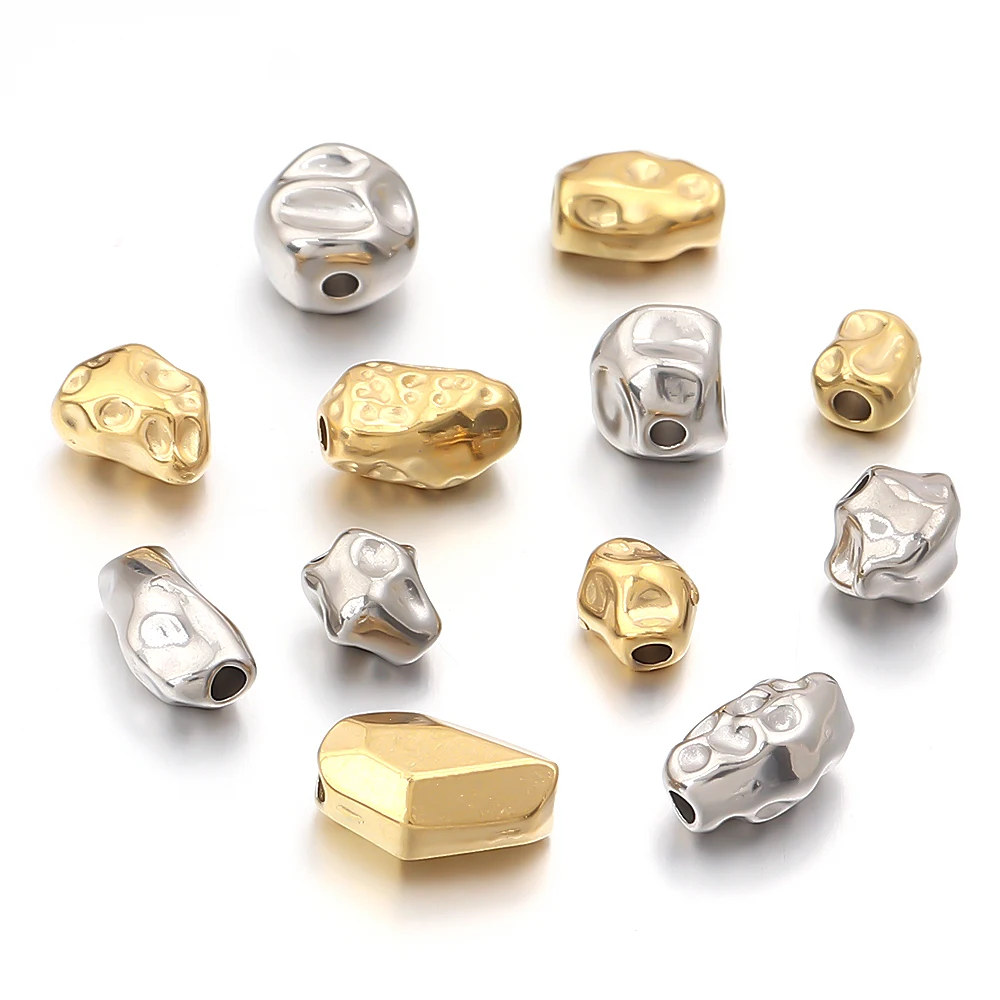 5-10 قطعة/الوحدة الفولاذ المقاوم للصدأ خزر عازل شكل غير منتظم الحفرة الكبيرة فضفاض حبة DIY بها بنفسك سحر سوار قلادة صنع الملحقات #6