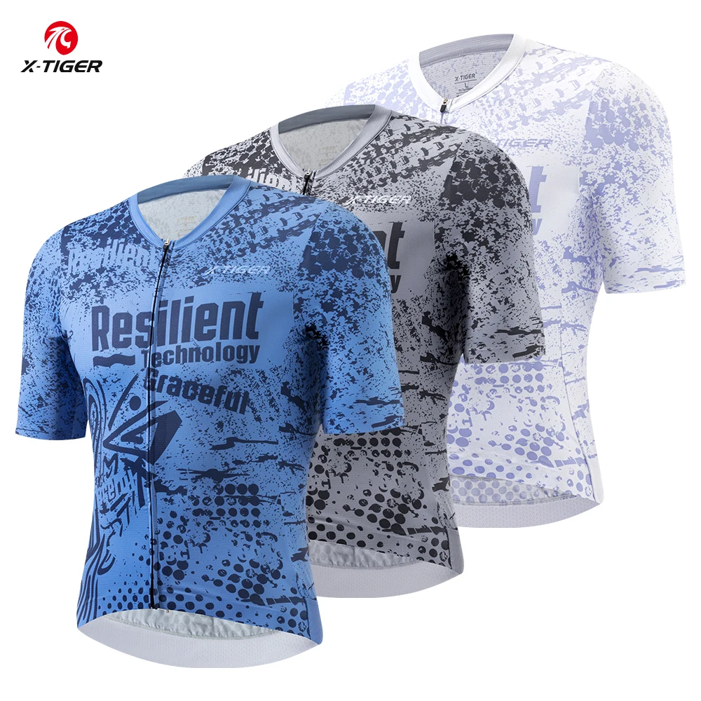 

X-TIGER Спортивная велосипедная одежда с короткими рукавами, спортивная дышащая мужская одежда для велоспорта с короткими рукавами, быстросохнущая повседневная рубашка из джерси на молнии