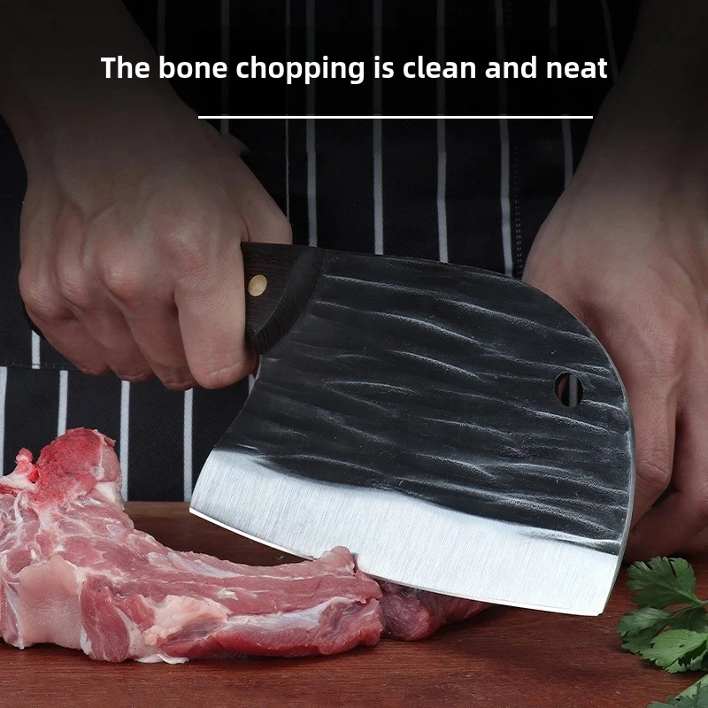 High Carbon Steel Kitchen Knife Meat Cleaver High Hardness Heavy Keel Heavy Meat Cleaver Butcher Knife Fishing Tools