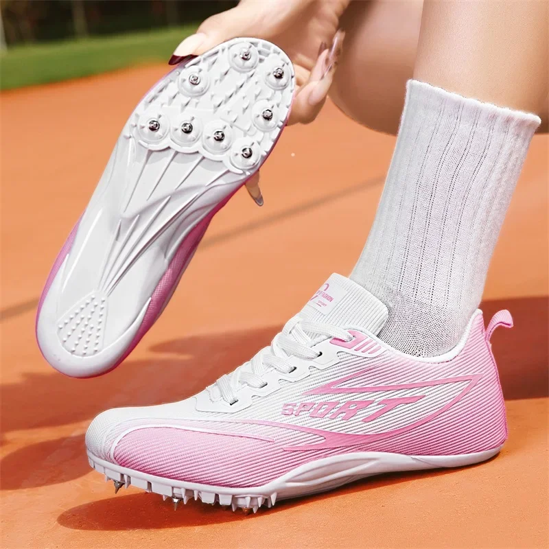 Men Women Track and Field Sprint Sneakers Professional Nail Shoes Non-slip Spikes Race Running Shoes Unisex Speed Athletic Shoes