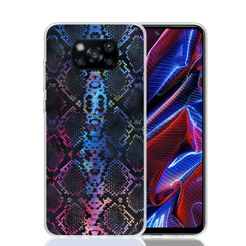 Pink Snake Skin Printing Drawing Phone Case For Xiaomi Poco X6 X5 X4 X3 Nfc F6 F5 Pro F4 Gt F3 F2 F1 M5S M4 M3 Art Customized Co