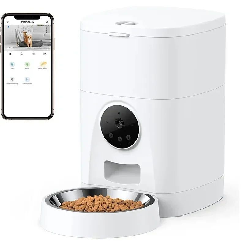 

Hot SalesHot SalesAutomatic Pet Feeder With HD 1080p Camera Wifi Connected 5V Power For Control Dog Cat Food Bowls Dispenser New
