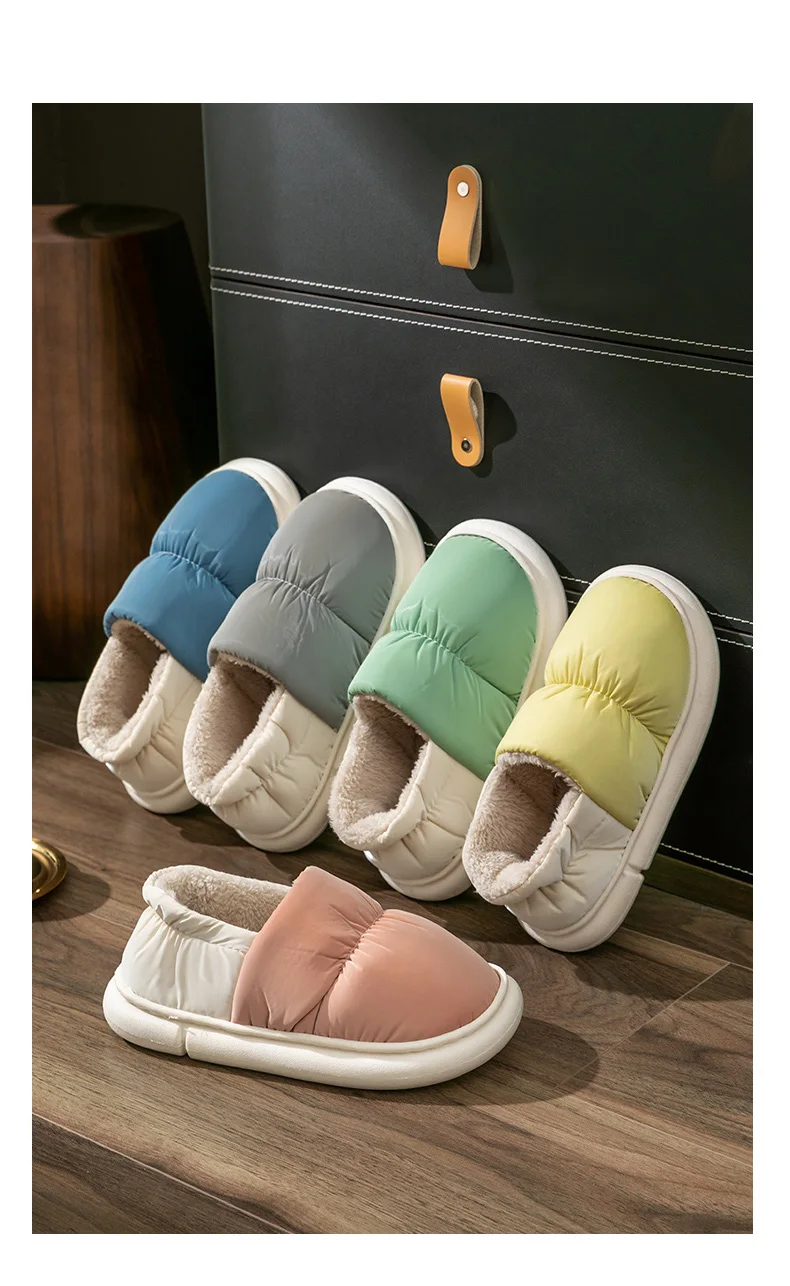 Unisex Winter-Warmhausschuhe für Damen und Herren, 4 cm dicke Sohle, Cloud-Pillow-Slides, wasserdicht, für drinnen und draußen, Fleece-Hausschuhe, Mule. – Detail 12