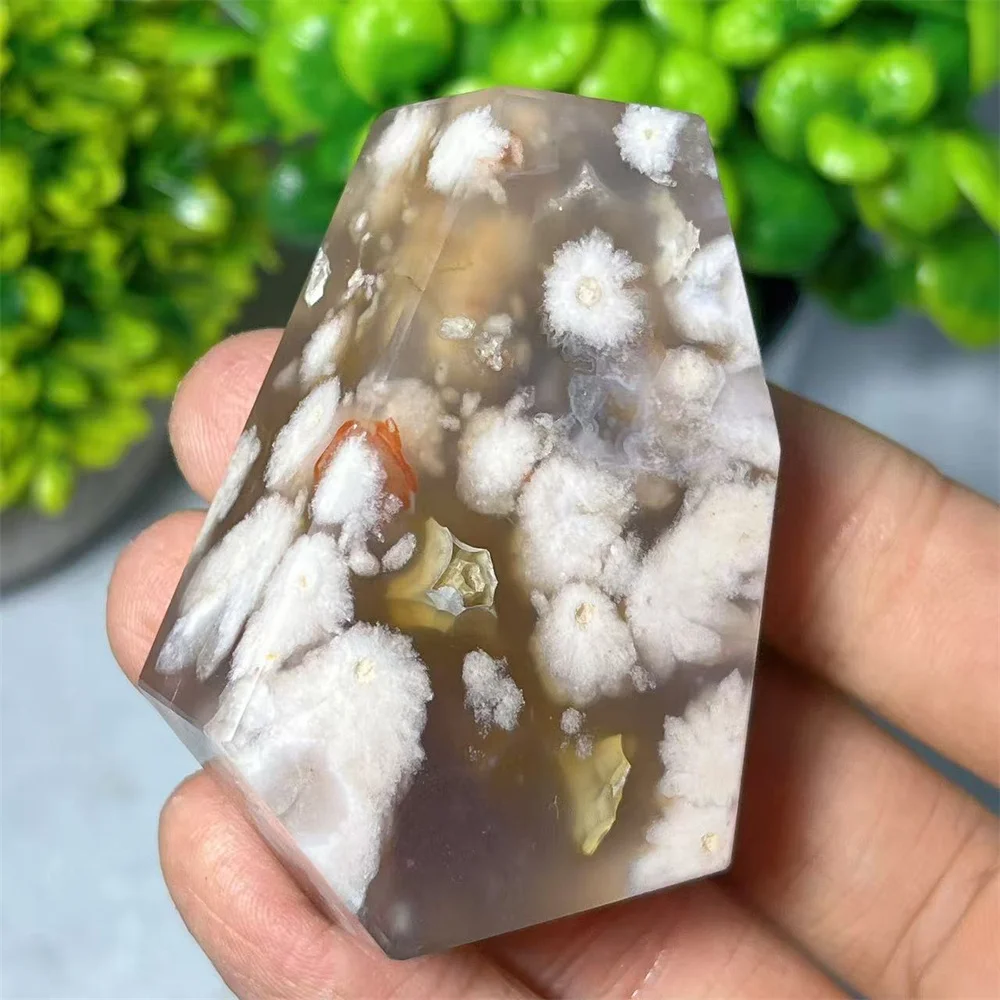 Blue Flower Agate Free Form Crystal Natural Reiki Mineral Spiritual Meditation Specimen Flash Healing Home Decoration view 2