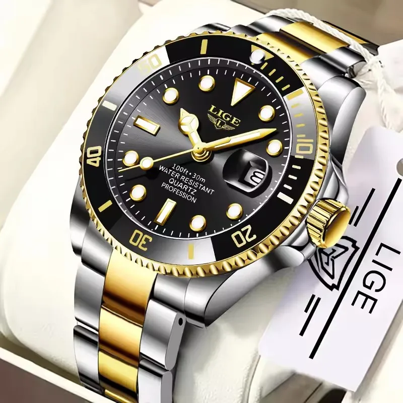 Lige marca superior de luxo moda mergulhador relógio masculino 30atm à prova dwaterproof água data relógio esporte relógios masc