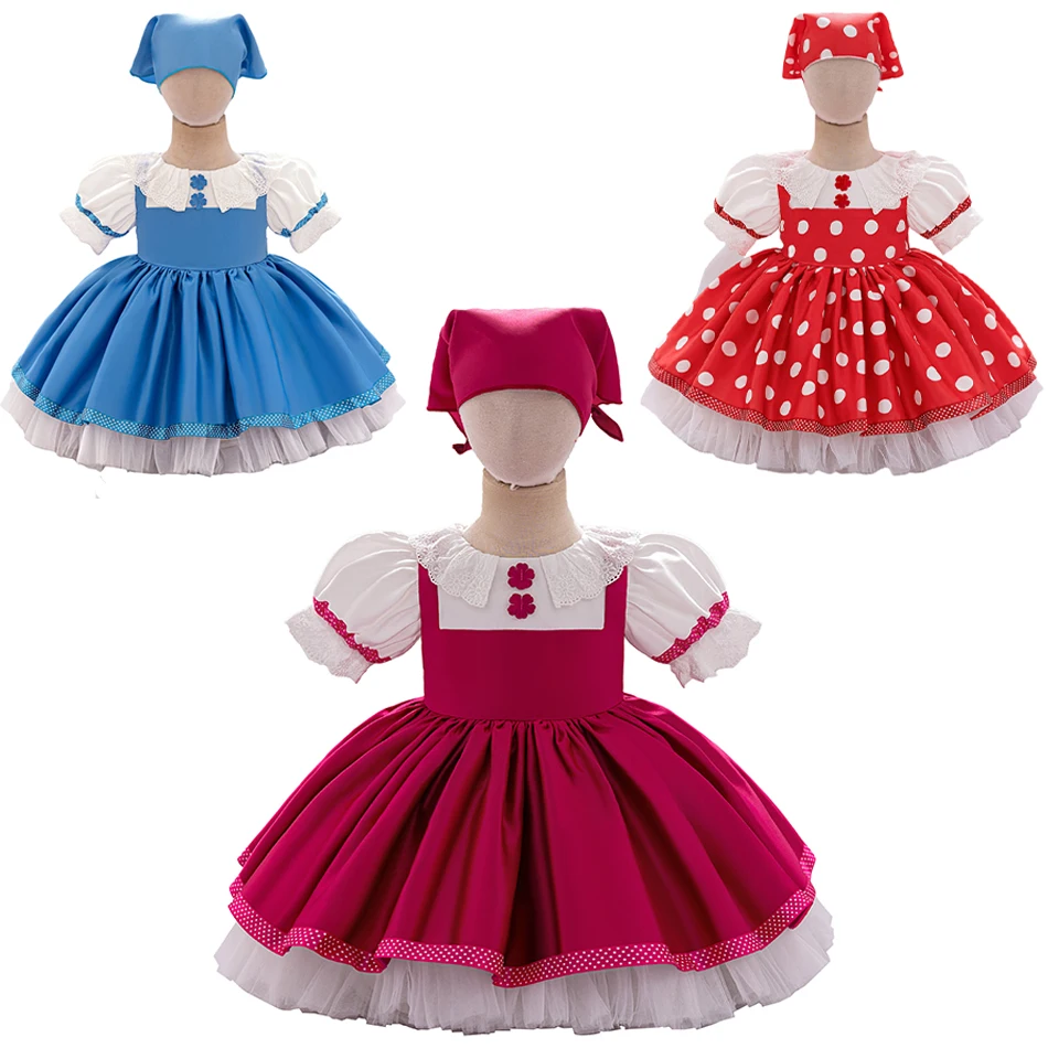 

Children Martha Cosplay Costume Summer Baby Girl Puff Sleeve Bow Fashion Dress Kids Princess Gown Christmas Party Surprise Gift
