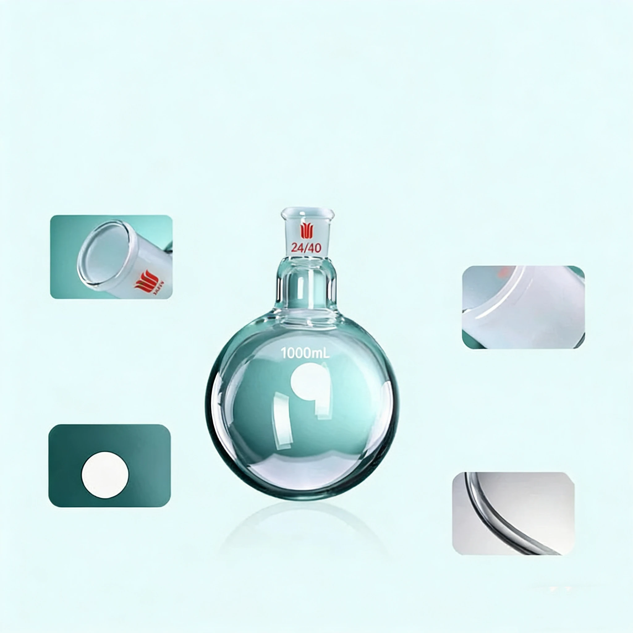 100ml/250ml/500ml/1000ml, 24/40, Jednoujściowa, Okrągłodonna Kolba Szklana, 1 Ujście, Butelka Laboratoryjna, Grube Ścianki - SYNTHWARE — zdjęcie produktu 5