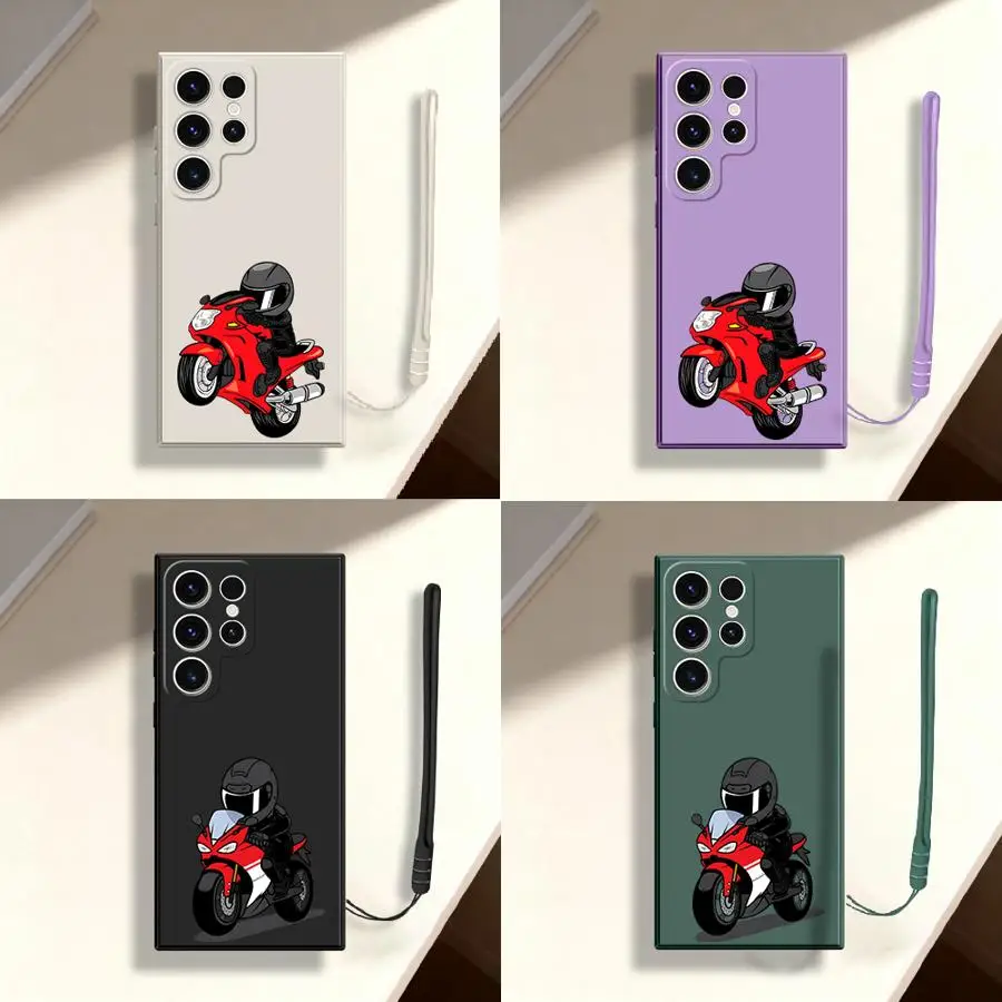 Red Motorcycle Motorcyclist Case for Samsung Galaxy S26 Ultra S22 S24 S23 S25 Plus Note 20 10 S20 FE S21 Phone Cover
