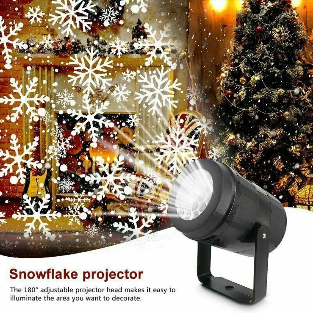 LED Snowflake Christmas Projector Light USB Powered Indoor Rotating Projector Night Light for Xmas Gift Holiday Party Decoration