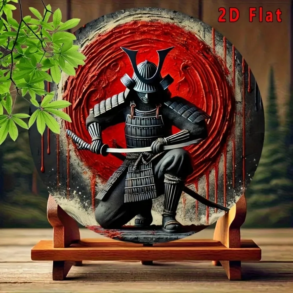 Tengyu Retro Samurai Metal Sign Waterproof Aluminum Wall Art Decor for Home Garage Cafe Bar