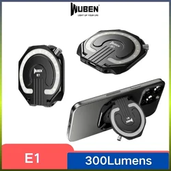 WUBEN E1 EDC Mini torcia elettrica, ricaricabile 300 lumen LED Selfie Light Anello luminoso portatile per telefono, 3 modalità di illuminazione magnetica