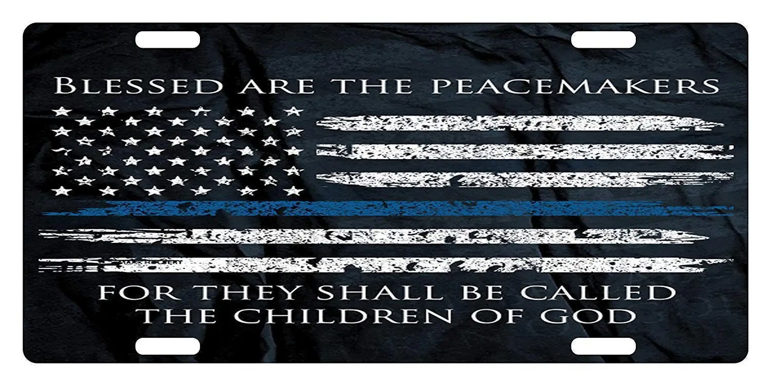 Law Enforcement Thin Blue Line Front Aluminum License Plate Vanity car tag Home Door Sign 6