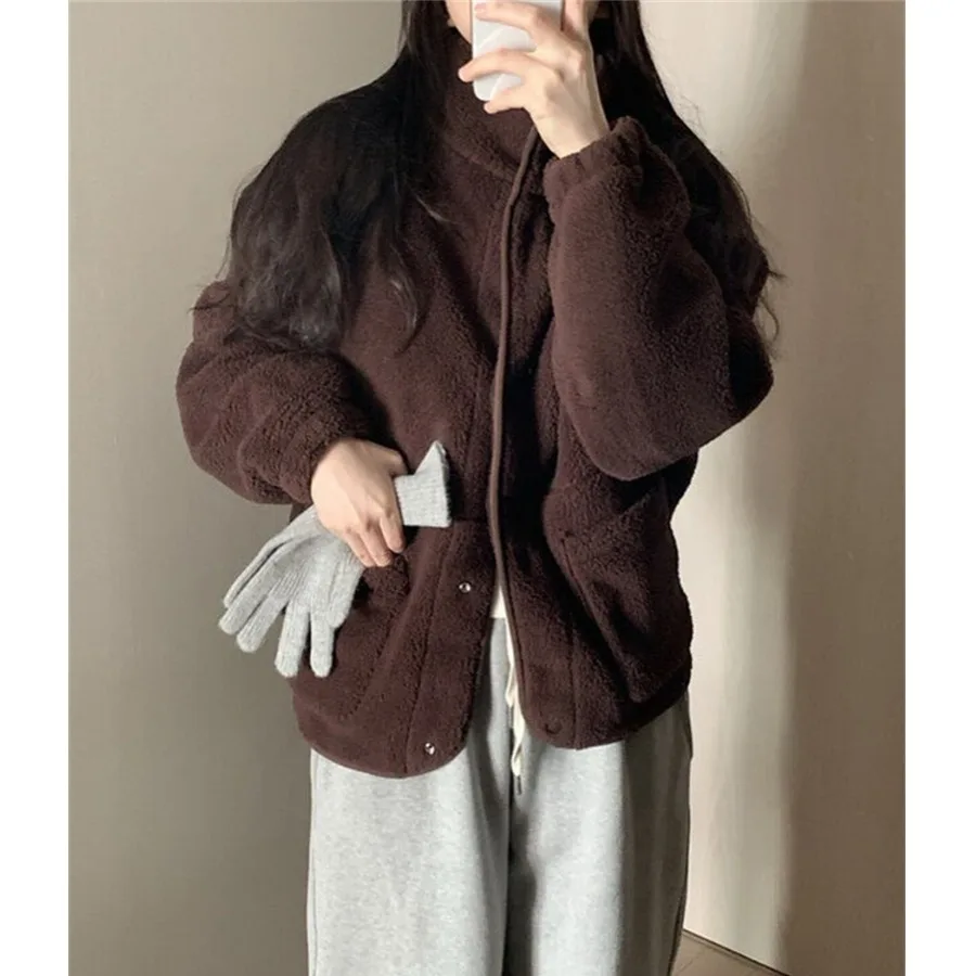 

Женская шикарная куртка из меха ягненка, мягкая, уютная, универсальная, повседневная, зимнее, Новое поступление, хлопковое пальто, верхняя одежда Lazy Faion