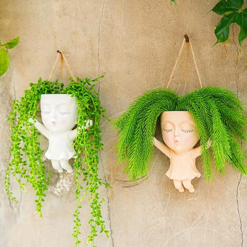 

Cute Succulent Flowerpot Balcony Swing Flowerpot Creative Countryside Skipping Rope Flowerpot Hanging Basket Hanging Planter