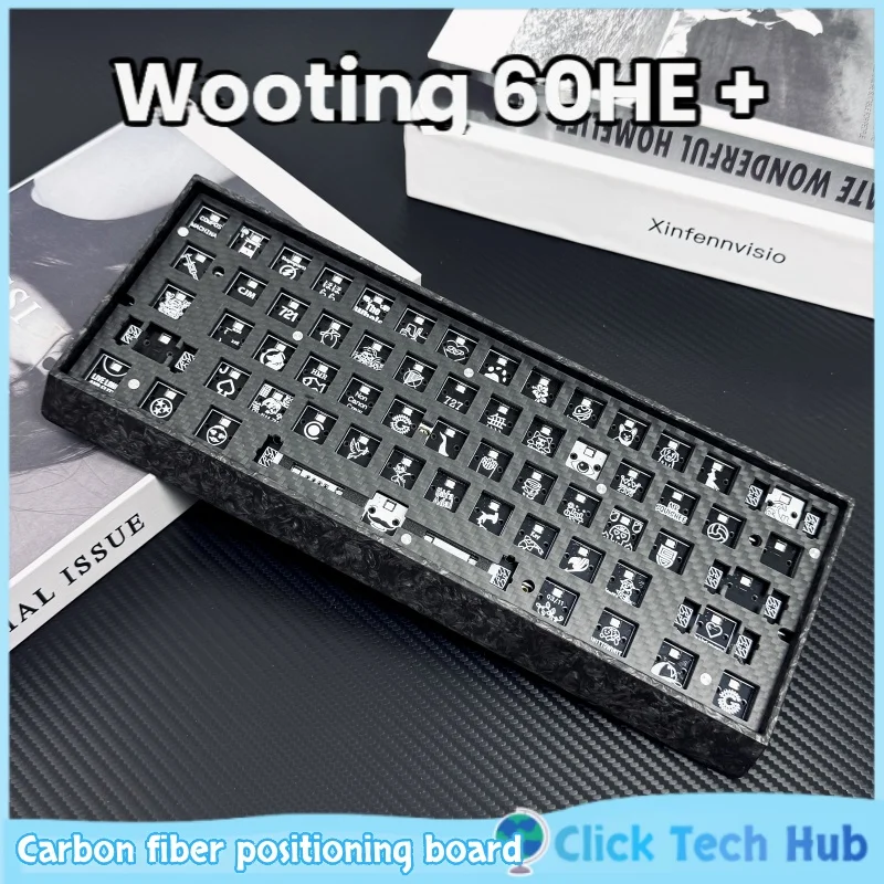 Wooting 60he+ Carbon Fiber Positioning Plate Aluminum Alloy 3k Diagonal Rivet Screw Posts Gh61 Customized Keyboard Accessories